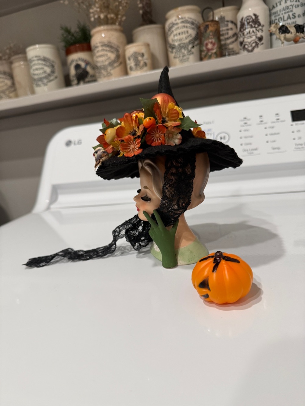 OOAK Fall Witch Dorris Day Napco Head Vase made by Me! - Picture 6 of 17